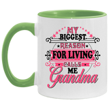 My Biggest Reason For Living Calls Me Grandma - 11oz Accent Mug Green
