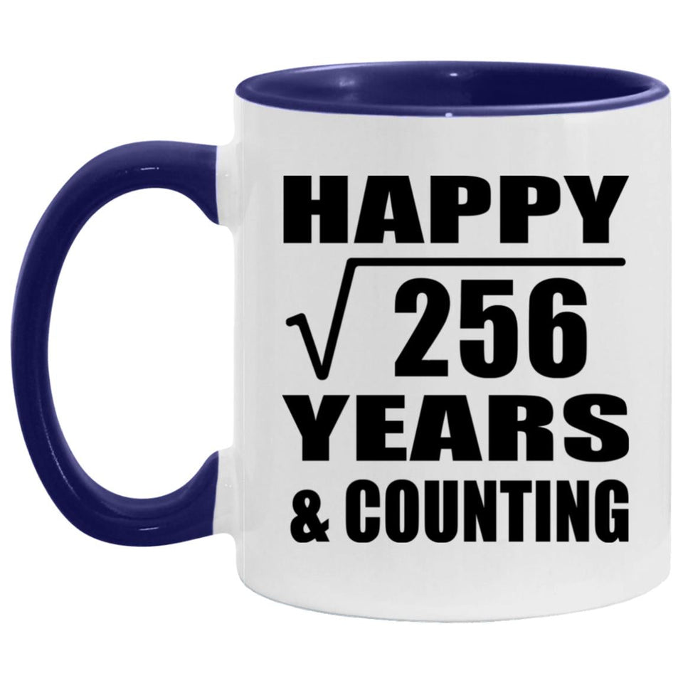 Happy 16th Anniversary Square Root of 256 Years & Counting - 11oz Accent Mug Purple