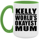 Kelly World's Okayest Mum - 15oz Accent Mug Green