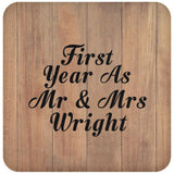 First Year As Mr & Mrs Wright - Drink Coaster C