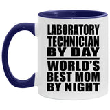 Laboratory Technician By Day World's Best Mom By Night - 11oz Accent Mug Purple