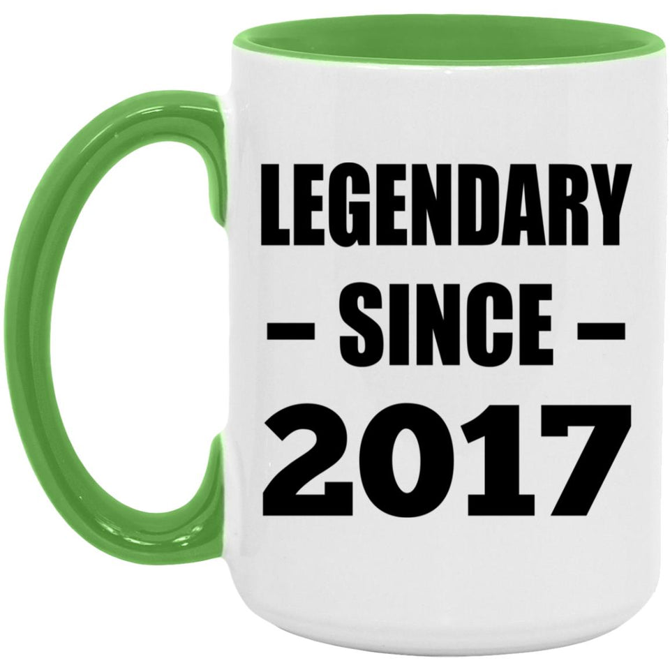 7th Birthday Legendary Since 2017 - 15oz Accent Mug Green