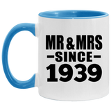 85th Anniversary Mr & Mrs Since 1939 - 11oz Accent Mug Blue