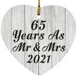 65th Anniversary 65 Years As Mr & Mrs 2021 - Heart Ornament F