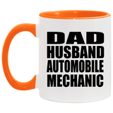 Dad Husband Automobile Mechanic - 11oz Accent Mug Orange