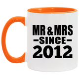12th Anniversary Mr & Mrs Since 2012 - 11oz Accent Mug Orange