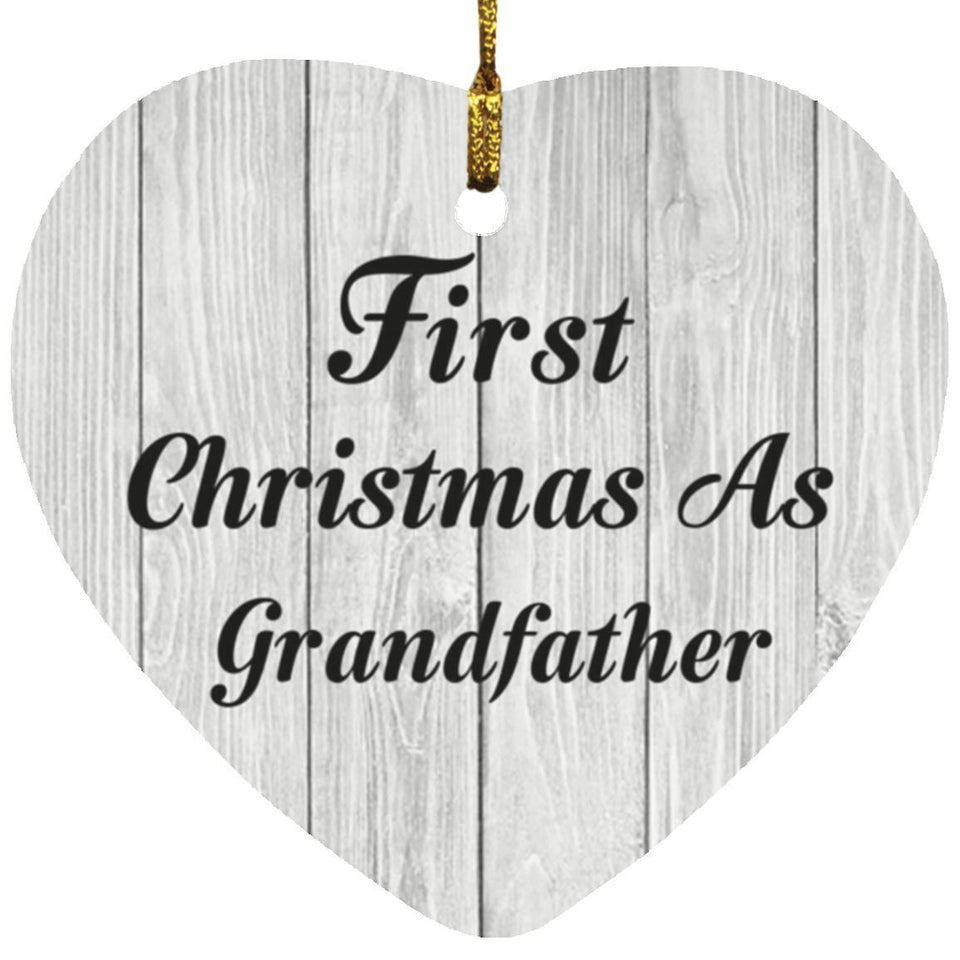First Christmas As Grandfather - Heart Ornament F