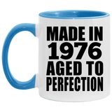 48th Birthday Made In 1976 Aged to Perfection - 11oz Accent Mug Blue