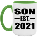Son Established EST. 2021 - 15oz Accent Mug Green