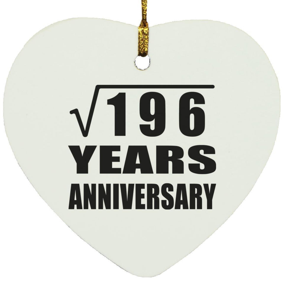 14th Anniversary Square Root of 196 Years Anniversary - Heart Ornament