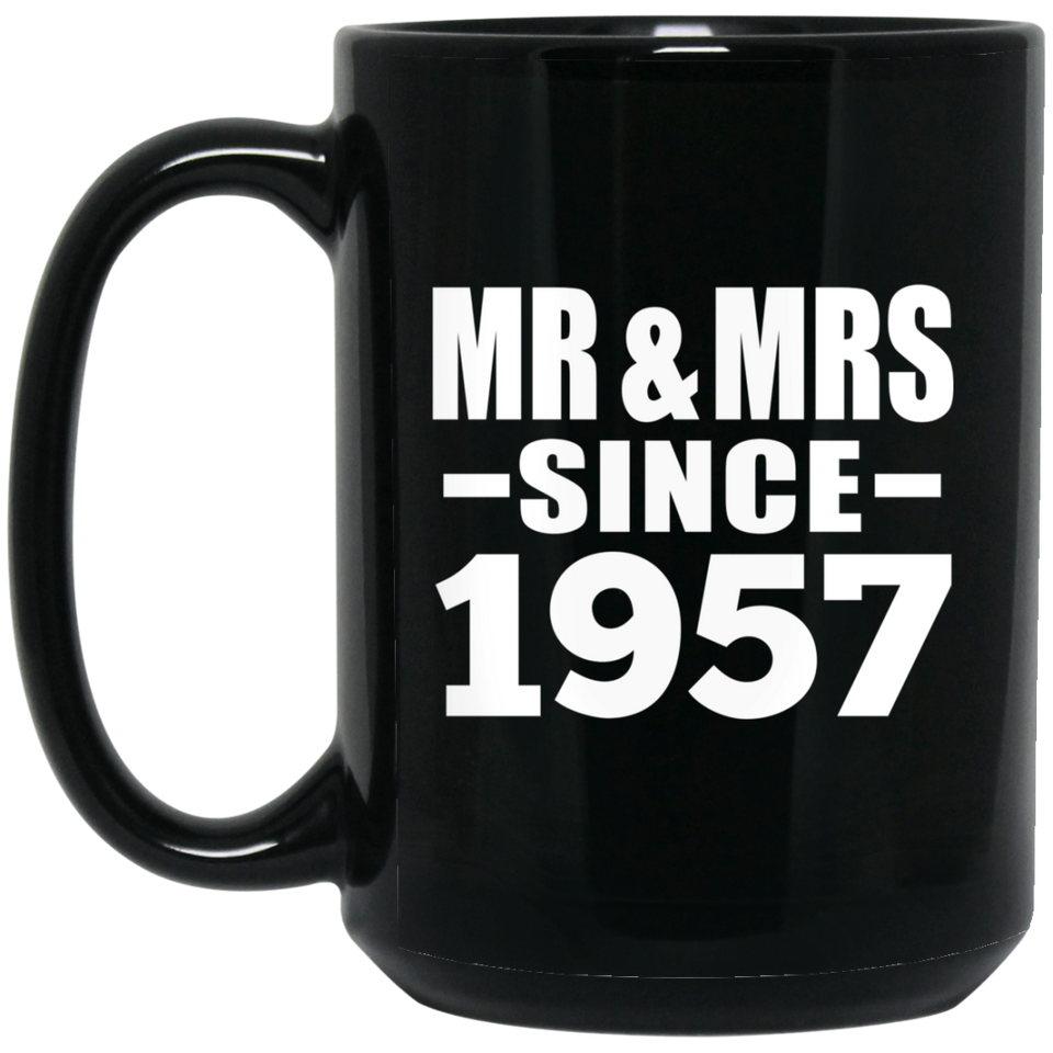 67th Anniversary Mr & Mrs Since 1957 - 15 Oz Coffee Mug Black