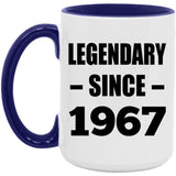 57th Birthday Legendary Since 1967 - 15oz Accent Mug Purple