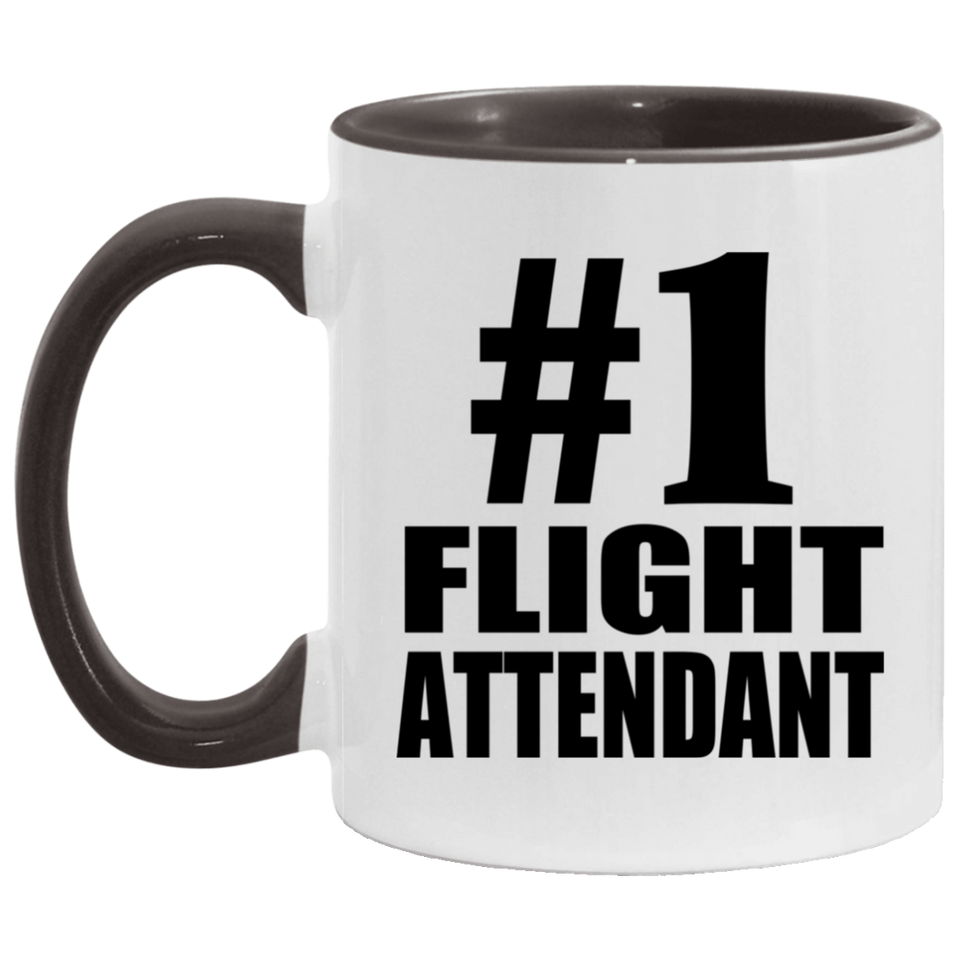 Number One #1 Flight Attendant - 11oz Accent Mug Black