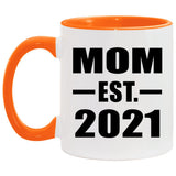 Mom Established EST. 2021 - 11oz Accent Mug Orange