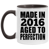 8th Birthday Made In 2016 Aged to Perfection - 11oz Accent Mug Black