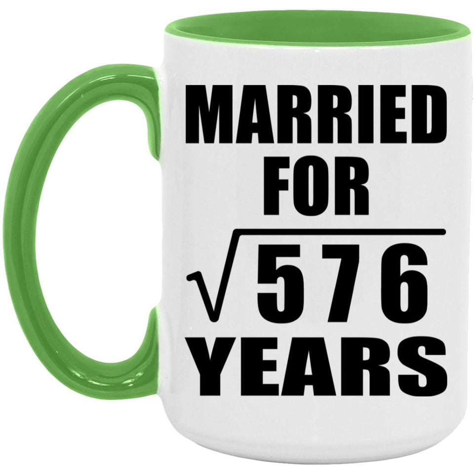 24th Anniversary Married For Square Root of 576 Years - 15oz Accent Mug Green