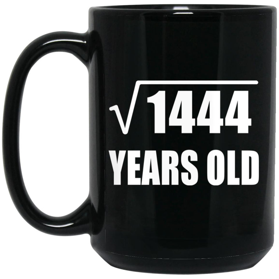 38th Birthday Square Root of 1444 Years Old - 15oz Coffee Mug Black