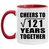 11th Anniversary Cheers To Square Root of 121 Years Together - 11oz Accent Mug Red
