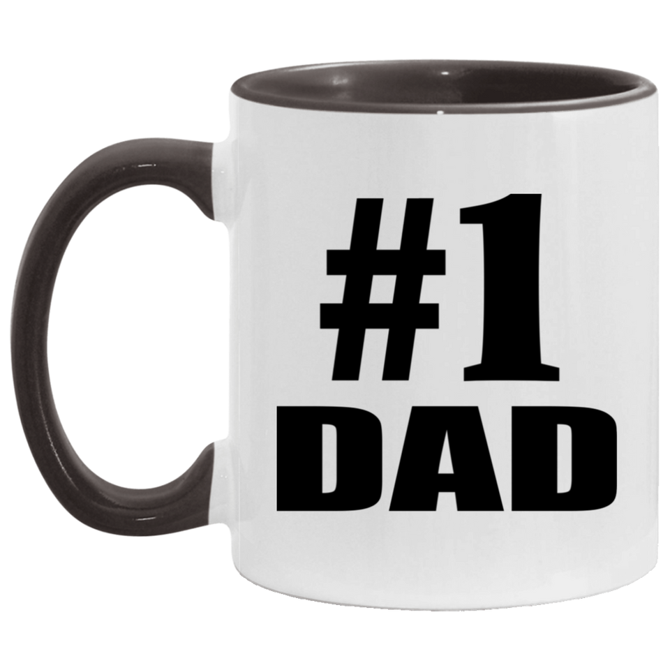 Number One #1 Dad - 11oz Accent Mug Black