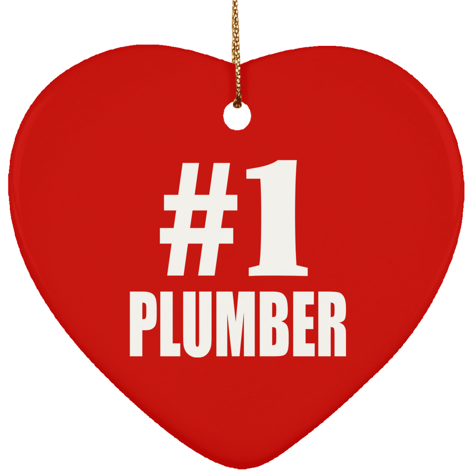 Number One #1 Plumber - Heart Ornament