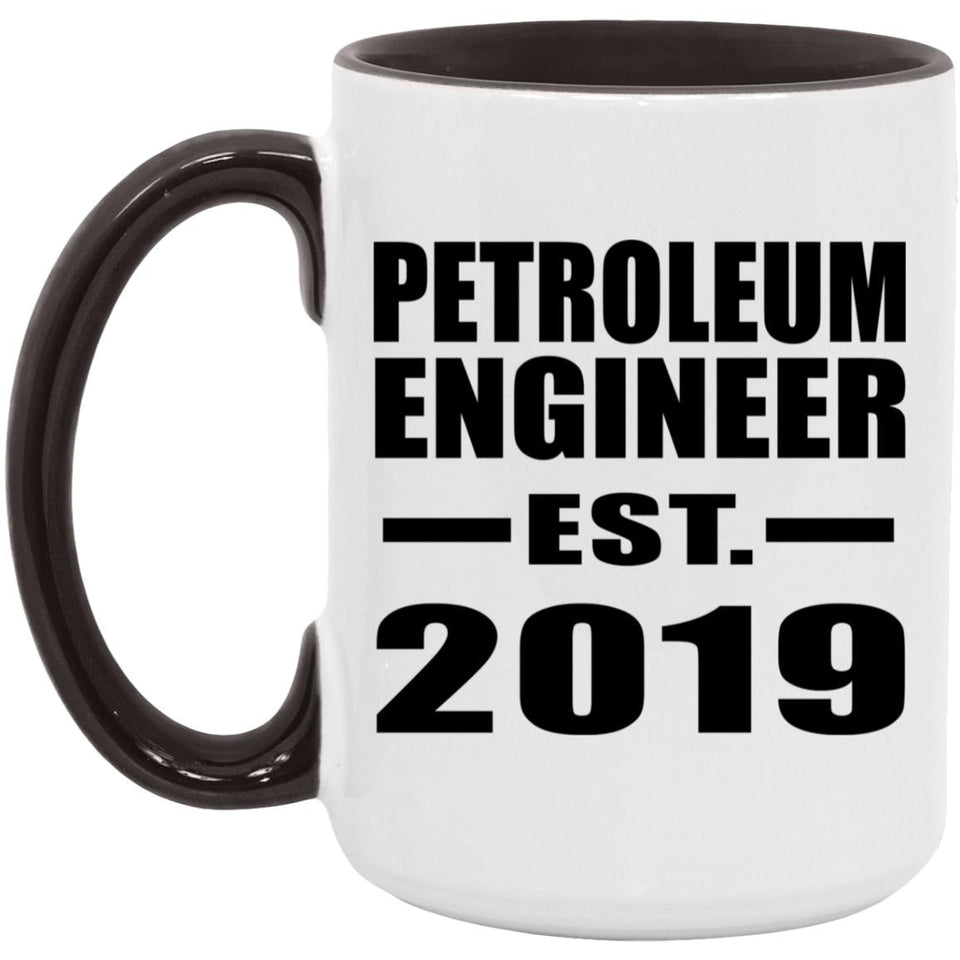 Petroleum Engineer Established EST. 2019 - 15oz Accent Mug Black