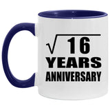 4th Anniversary Square Root of 16 Years Anniversary - 11oz Accent Mug Purple