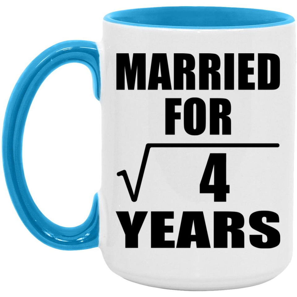 2nd Anniversary Married For Square Root of 4 Years - 15oz Accent Mug Blue