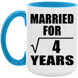 2nd Anniversary Married For Square Root of 4 Years - 15oz Accent Mug Blue