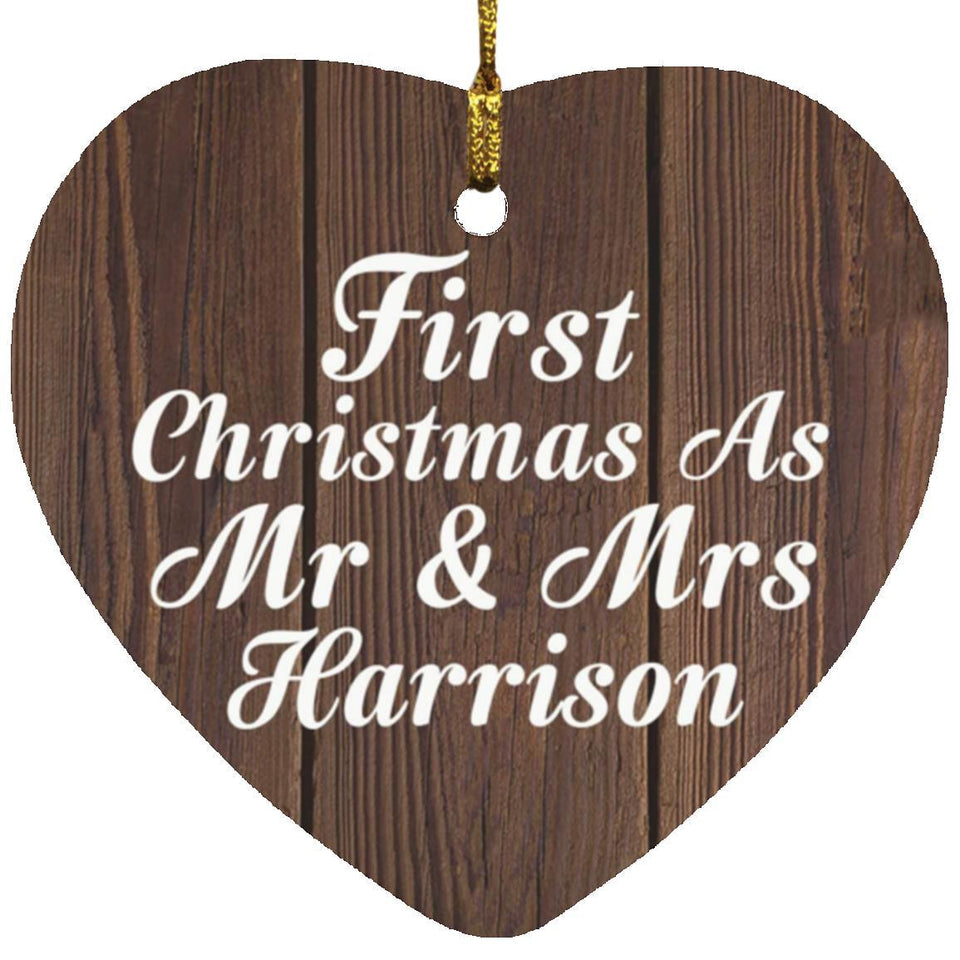 First Christmas As Mr & Mrs Harrison - Heart Ornament D