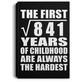 29th Birthday Square Root of 841 Years of Childhood - Canvas Portrait