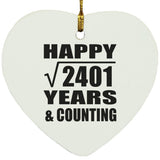 Happy 49th Anniversary Square Root of 2401 Years & Counting - Heart Ornament