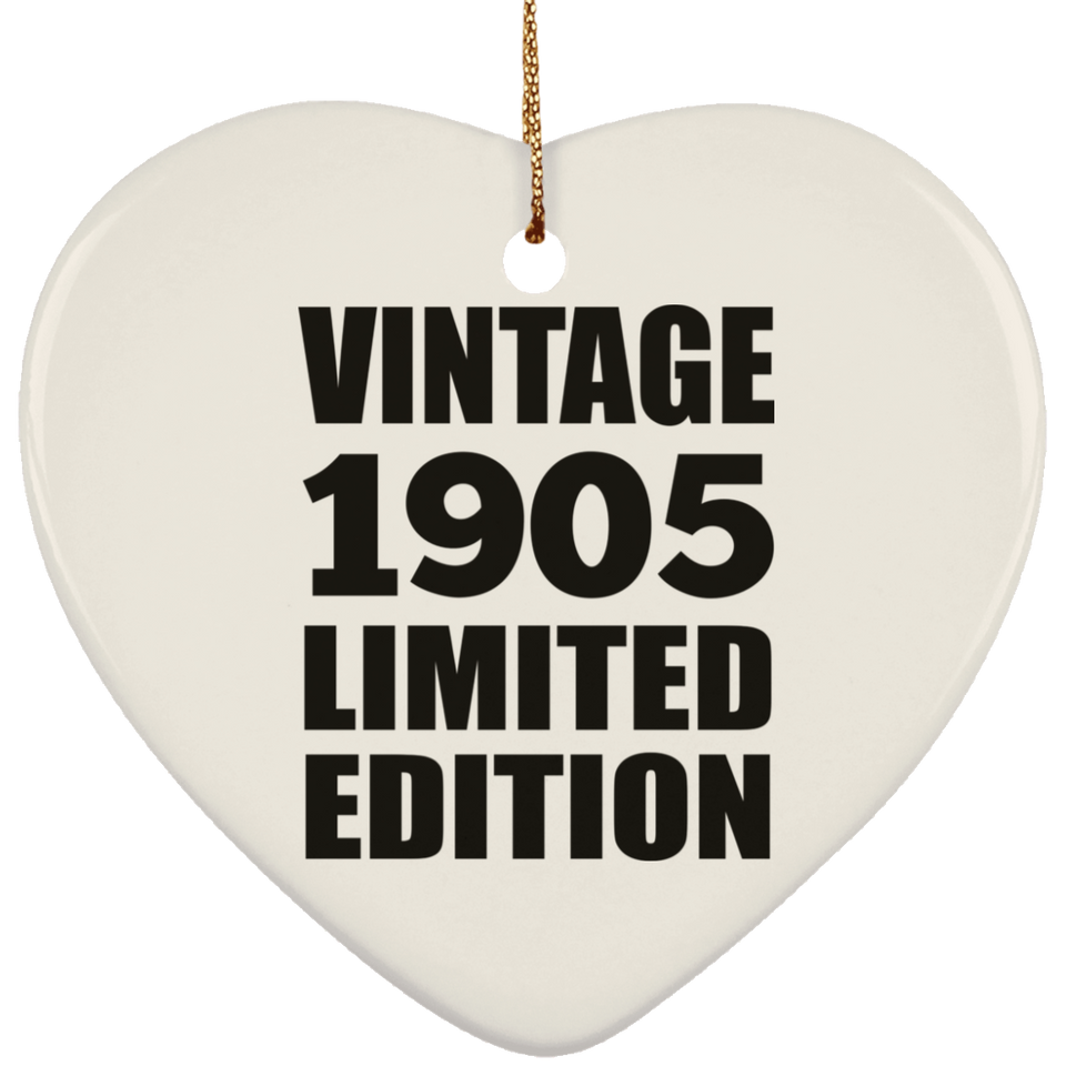 119th Birthday Vintage 1905 Limited Edition - Heart Ornament