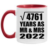 69th Anniversary Square Root of 4761 Years As Mr & Mrs 2022 - 11oz Accent Mug Red