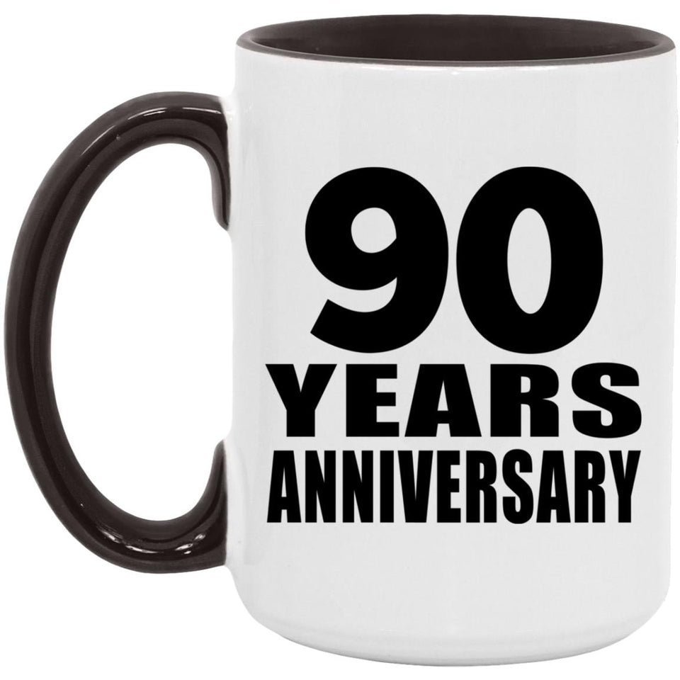 90th Anniversary 90 Years - 15oz Accent Mug Black