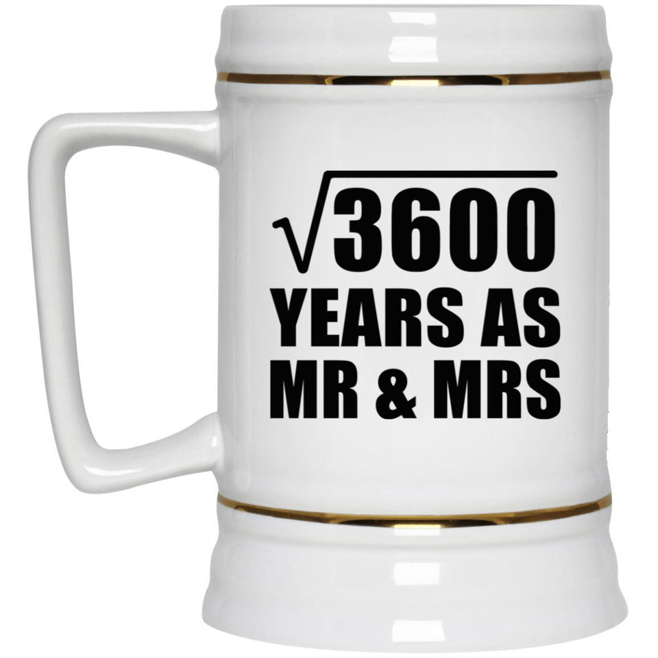 60th Anniversary Square Root of 3600 Years As Mr & Mrs - Beer Stein