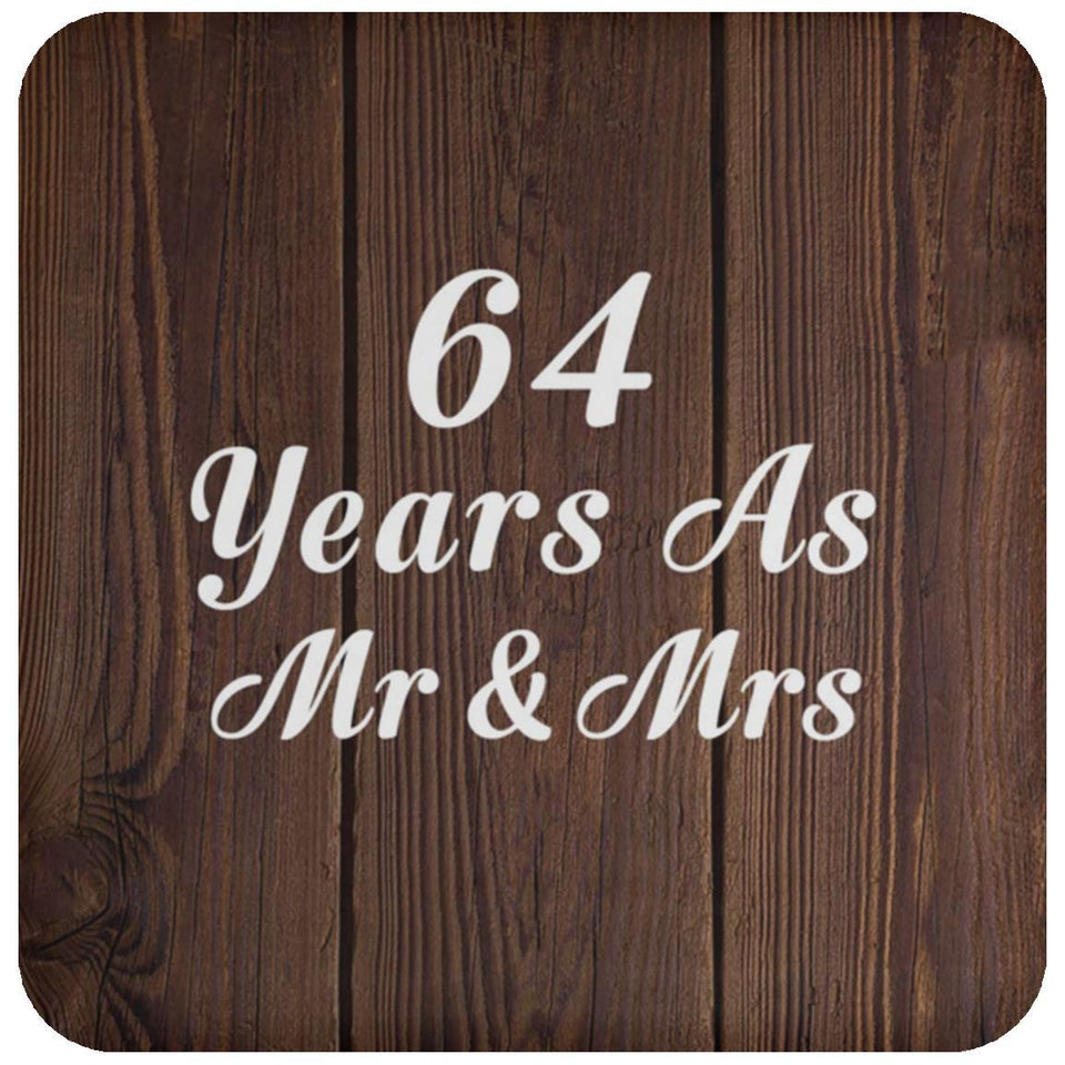 64th Anniversary 64 Years As Mr & Mrs - Drink Coaster D