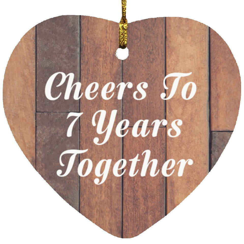 7th Anniversary Cheers To 7 Years Together - Heart Ornament E