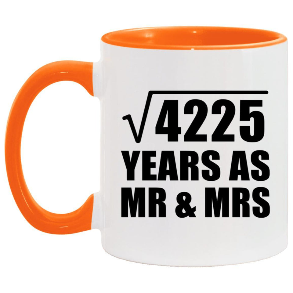 65th Anniversary Square Root of 4225 Years As Mr & Mrs - 11oz Accent Mug Orange