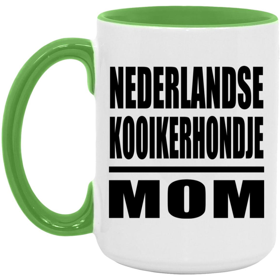 Nederlandse Kooikerhondje Mom - 15oz Accent Mug Green