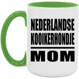 Nederlandse Kooikerhondje Mom - 15oz Accent Mug Green