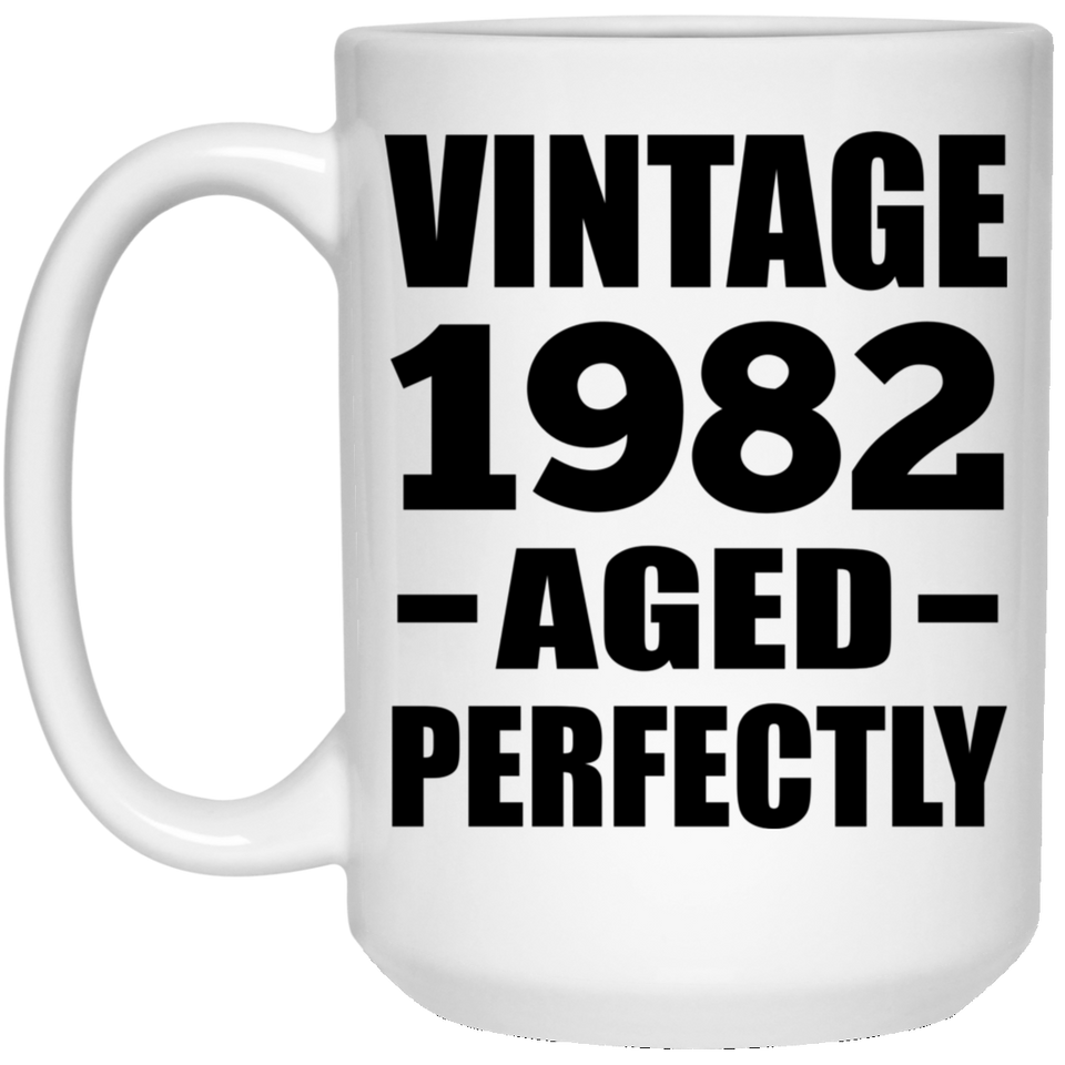 42nd Birthday Vintage 1982 Aged Perfectly - 15oz Coffee Mug