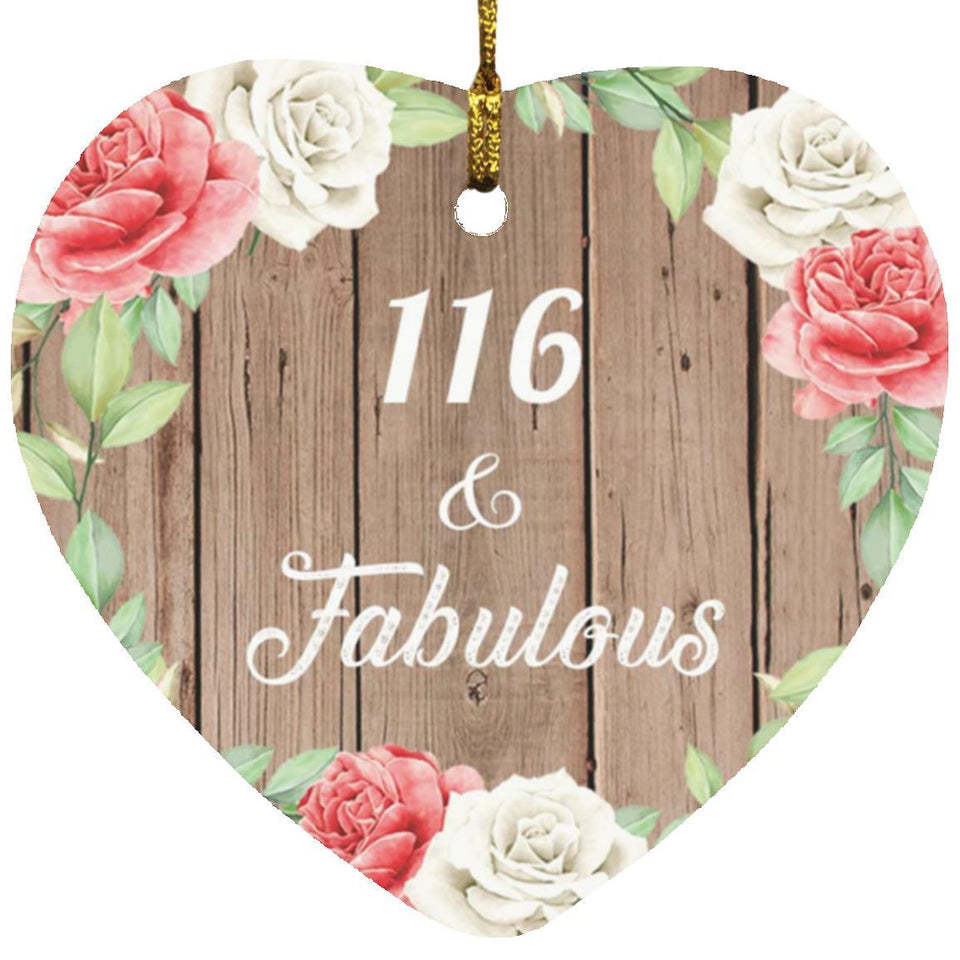 116th Birthday 116 & Fabulous - Heart Ornament B