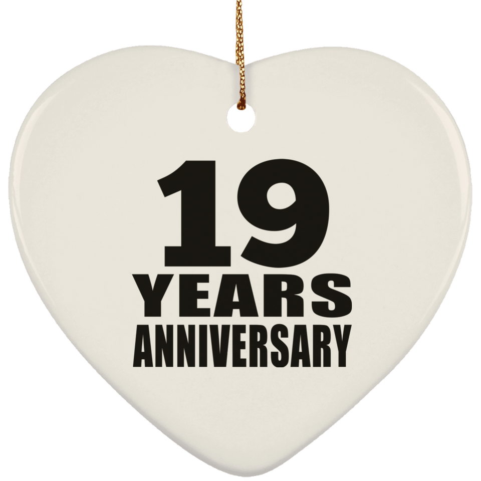 19th Anniversary 19 Years - Heart Ornament