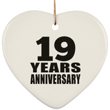19th Anniversary 19 Years - Heart Ornament