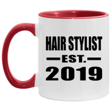 Hair Stylist Established EST. 2019 - 11oz Accent Mug Red