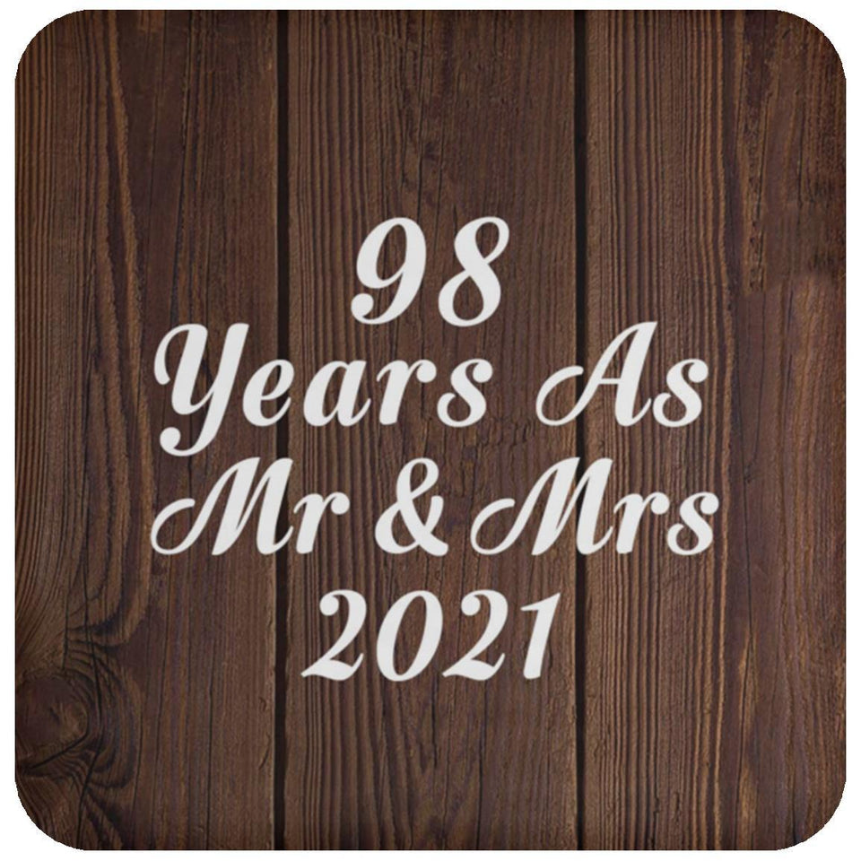 98th Anniversary 98 Years As Mr & Mrs 2021 - Drink Coaster D