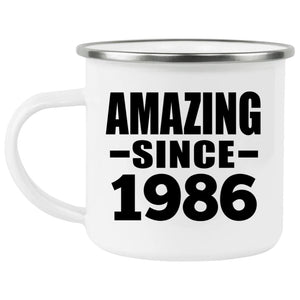 38th Birthday Amazing Since 1986 - 12oz Camping Mug