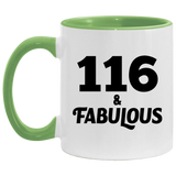 116th Birthday 116 & Fabulous - 11oz Accent Mug Green