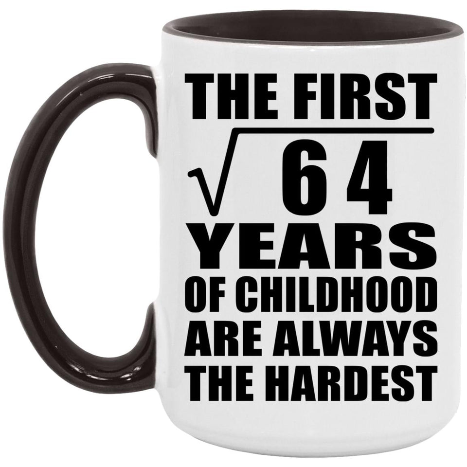 8th Birthday Square Root of 64 Years of Childhood - 15oz Accent Mug Black
