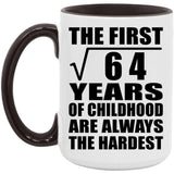 8th Birthday Square Root of 64 Years of Childhood - 15oz Accent Mug Black
